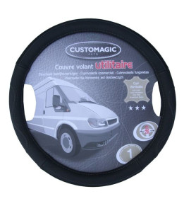 Couvre volant en cuir pour utilitaire - 41 à 42 cm - Noir
