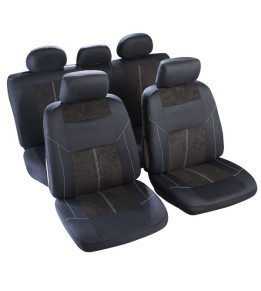 Housse sièges Noir et piqûres blanches T5