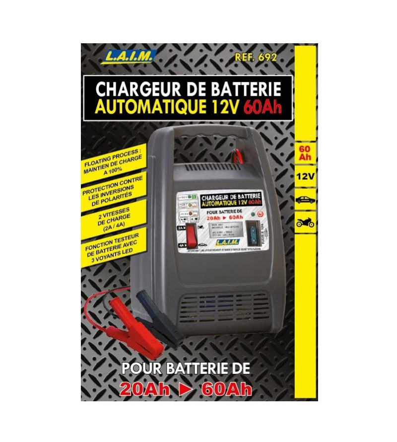 Chargeur de batterie auto / moto 10 à 60AH CONTACT