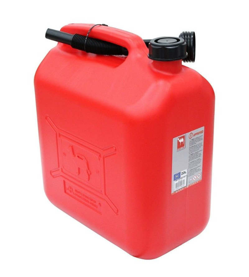Jerrican plastique 20 litres essence & carburant avec bec verseur