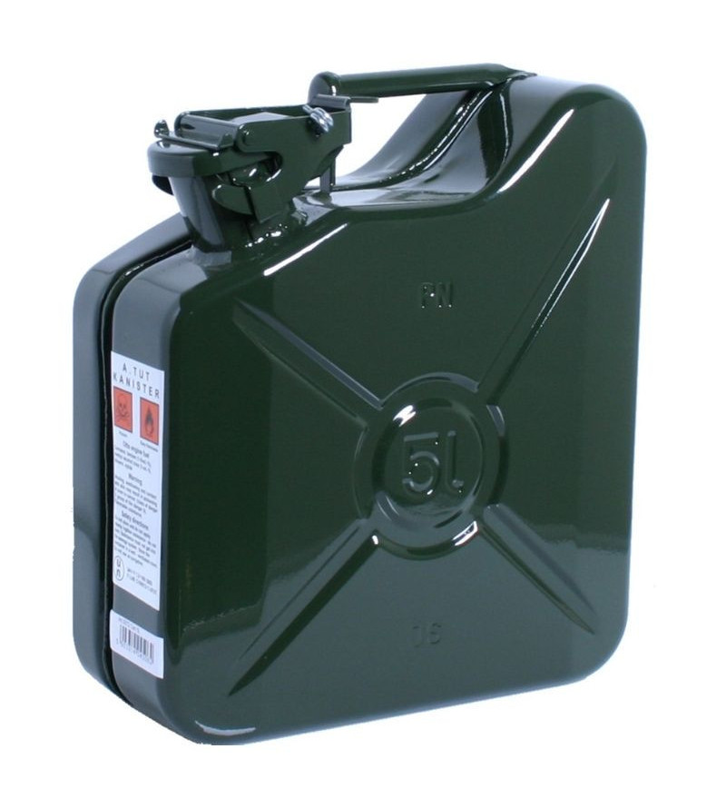 Jerrican essence et carburant métal 5 litres vintage auto