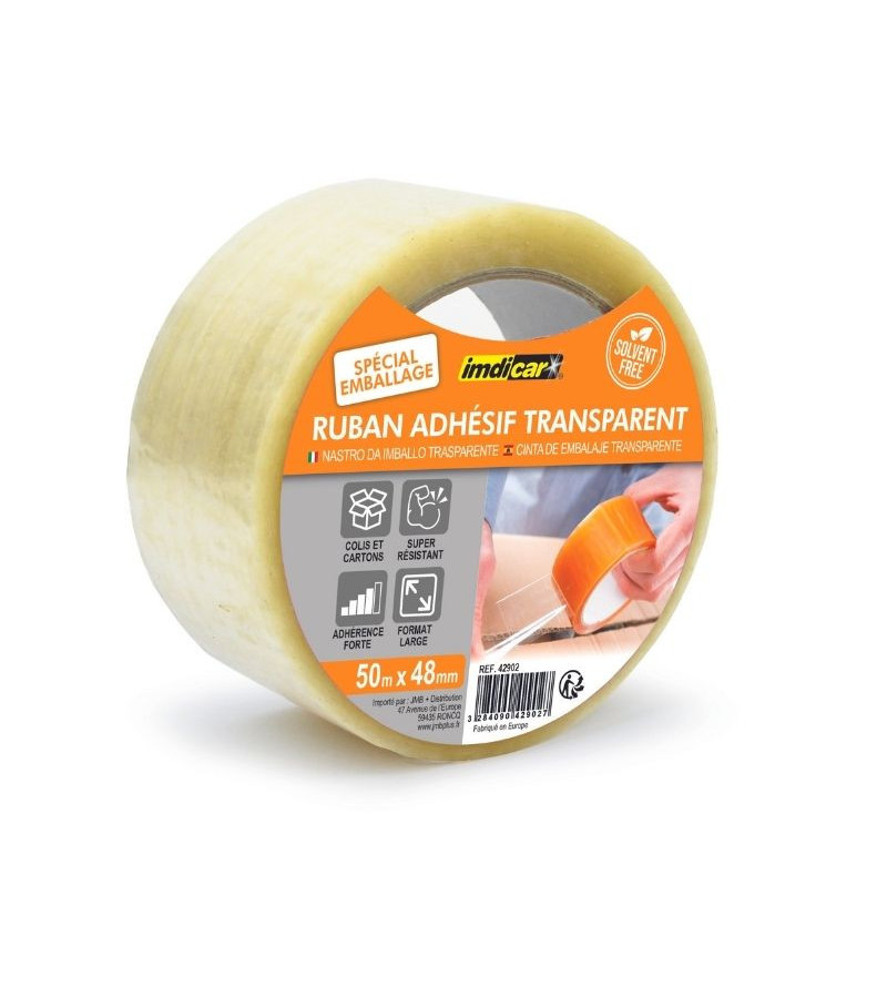 Ruban adhésif transparent cartons et colis - 50 m x 48 mm