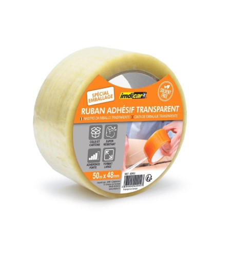 Ruban adhésif transparent cartons et colis - 50 m x 48 mm
