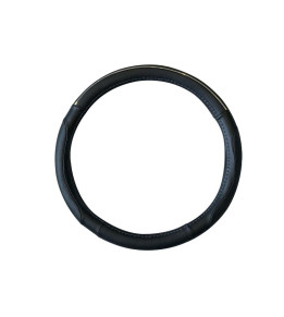 Couvre volant PVC Noir micro-perforé et insert chromé