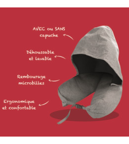 Cale Nuque Capuche Intégrée - Gris | Automotoboutic