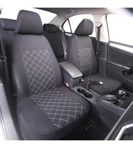Housses siege auto Sciacca - Noir, Motif Quadrillé - Jeu complet
