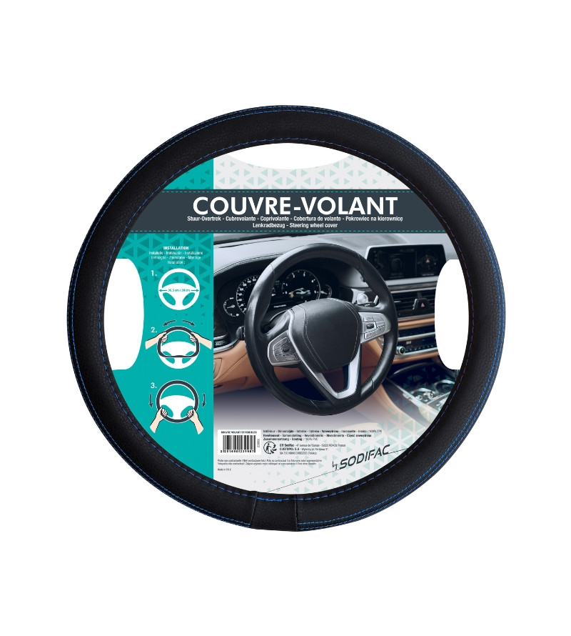Housse De Volant SPARCO SPS131GR - Taille 37-38 Cm, Caoutchouc Élastique, Universelle, Couleur Noir/Gris