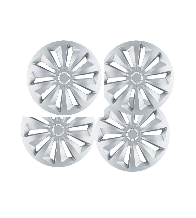 Lot De 4 Enjoliveurs 16 Pouces Terra Ring Argent - Pour Jantes Acier, Montage Facile