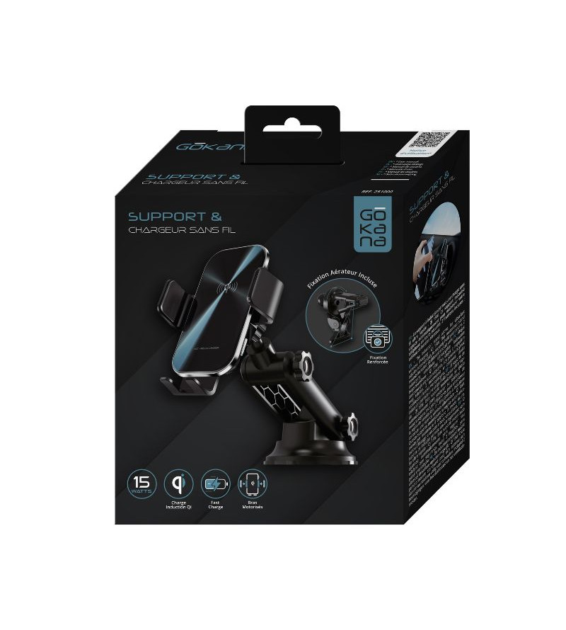 MOKPR 15W Support Telephone Voiture Induction, [Serrage Automatique] Chargeur Induction Voiture, Ventouse Militaire, pour iPhone 16/15/14/13/12/11