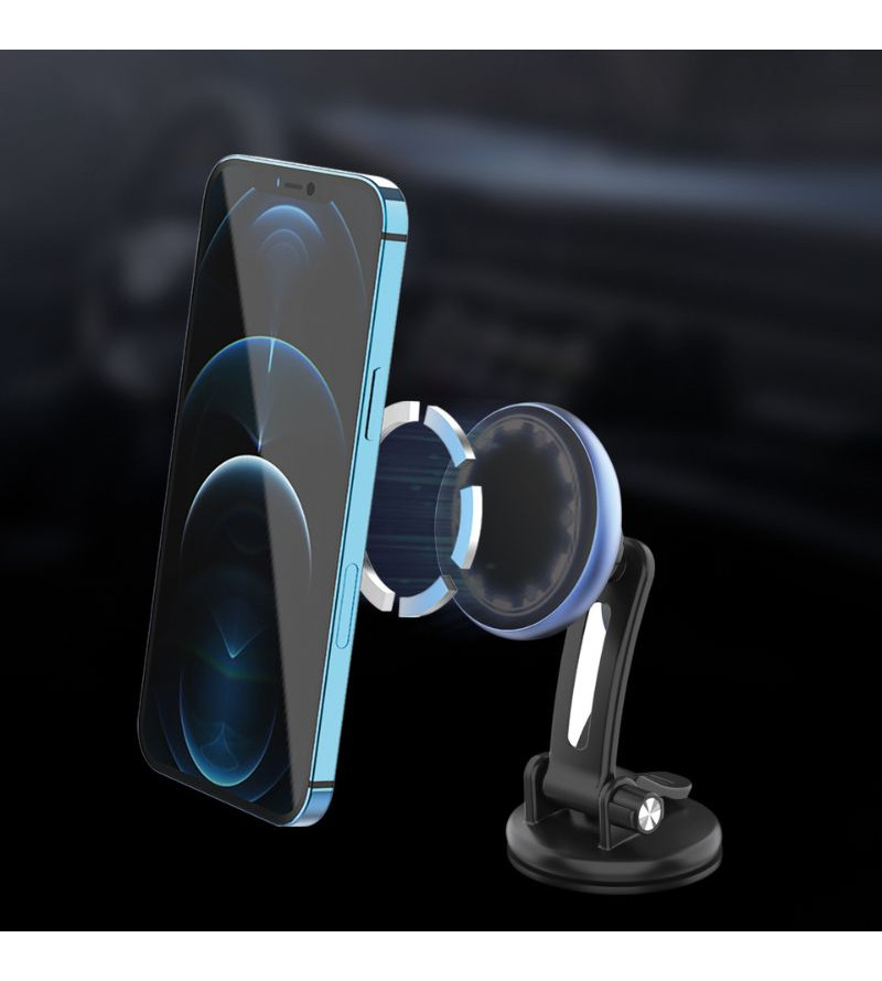 Support Téléphone Magnétique Universel Pour Voiture - Ventouse 360° Aluminium Noir