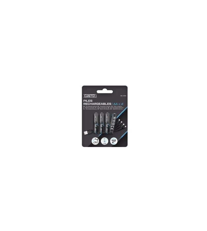 Piles rechargeables AA x4 – Écologiques, puissantes et durables