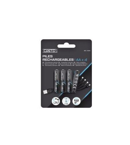 Piles rechargeables AA x4 – Écologiques, puissantes et durables