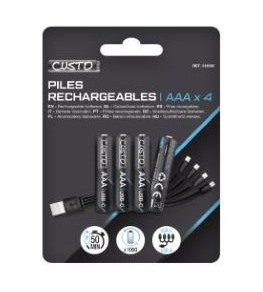 Piles rechargeables AAA x4 – Puissantes, écologiques et longue durée