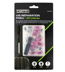 20 vis de réparation de pneu – Kit anti-crevaison tubeless rapide | Réparez sans démontage