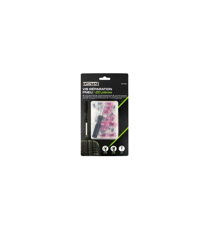 20 vis de réparation de pneu – Kit anti-crevaison tubeless rapide | Réparez sans démontage