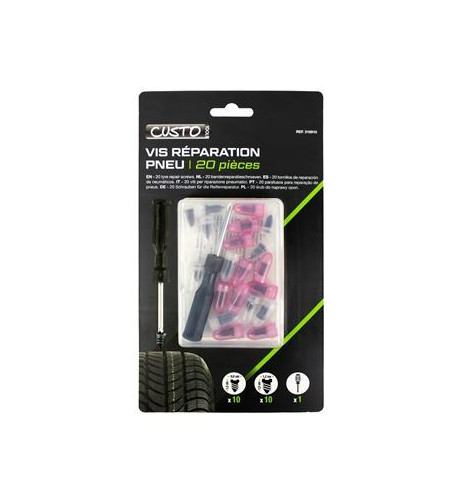 20 vis de réparation de pneu – Kit anti-crevaison tubeless rapide | Réparez sans démontage