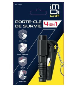 Porte-clés de survie 4 en 1 – Outil multifonction compact pour la sécurité en extérieur