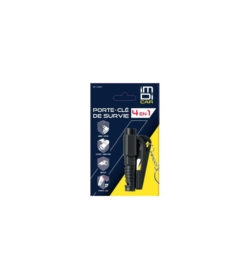 Porte-clés de survie 4 en 1 – Outil multifonction compact pour la sécurité en extérieur