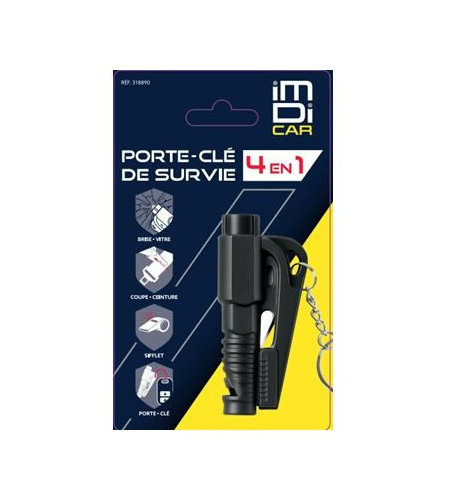 Porte-clés de survie 4 en 1 – Outil multifonction compact pour la sécurité en extérieur