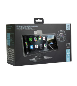 Écran panoramique dashcam compatible CarPlay & Android Auto – Conduite connectée et sécurisée