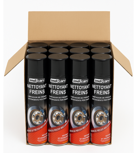 Lot de 12 nettoyants freins 600 ml IMDICAR – Puissant dégraissant professionnel pour freins et pièces mécaniques
