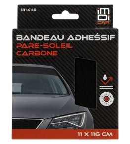 BANDEAU SOLAIRE PARE BRISE ADHESIF CARBONE 11X116CM