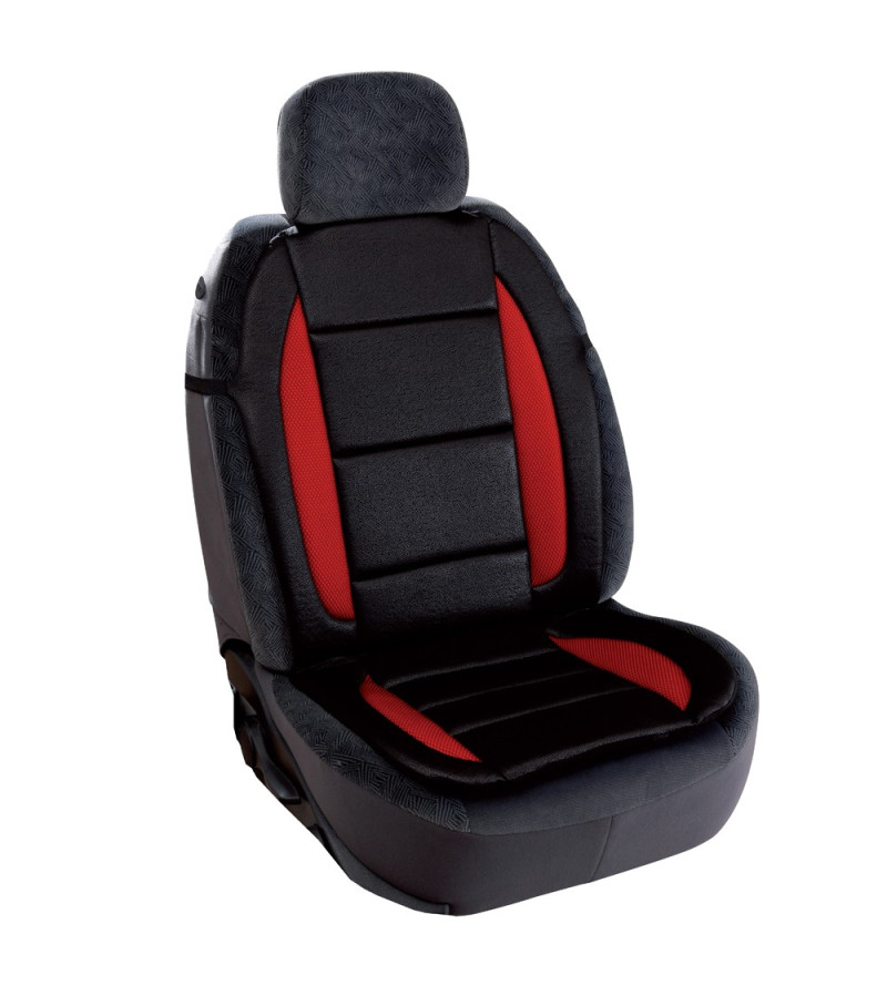 Couvre siège auto sport pas cher en tissu - Noir et rouge